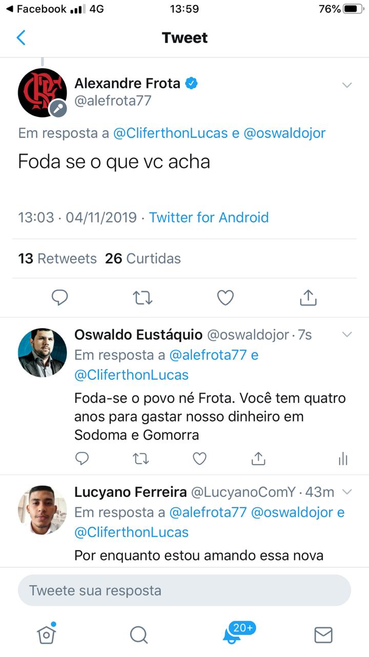 Vou gastar tudo que tenho direito, até o último centavo”, diz Frota sobre  denúncia de jantar de R$ 3,6 mil – Agora Paraná